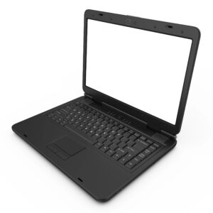 Refurbished laptop on white background with clean, modern look